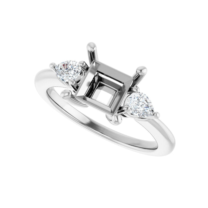 14K White Gold 6.5 x 6.5 mm Square 1/4 CTW Lab-Grown Diamond Semi-Set Engagement Ring