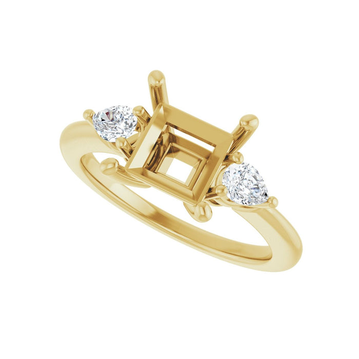 14K Yellow Gold 7 x 7 mm Square 1/4 CTW Lab-Grown Diamond Semi-Set Engagement Ring