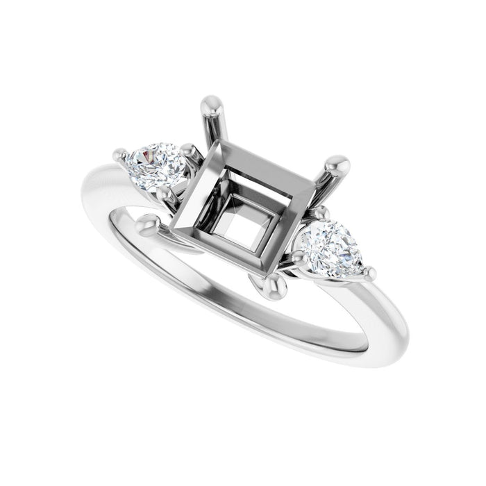 14K White Gold 7 x 7 mm Square 1/4 CTW Lab-Grown Diamond Semi-Set Engagement Ring