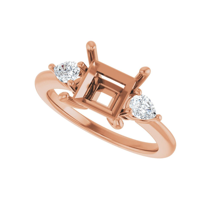 14K Rose Gold 7 x 7 mm Square 1/4 CTW Lab-Grown Diamond Semi-Set Engagement Ring