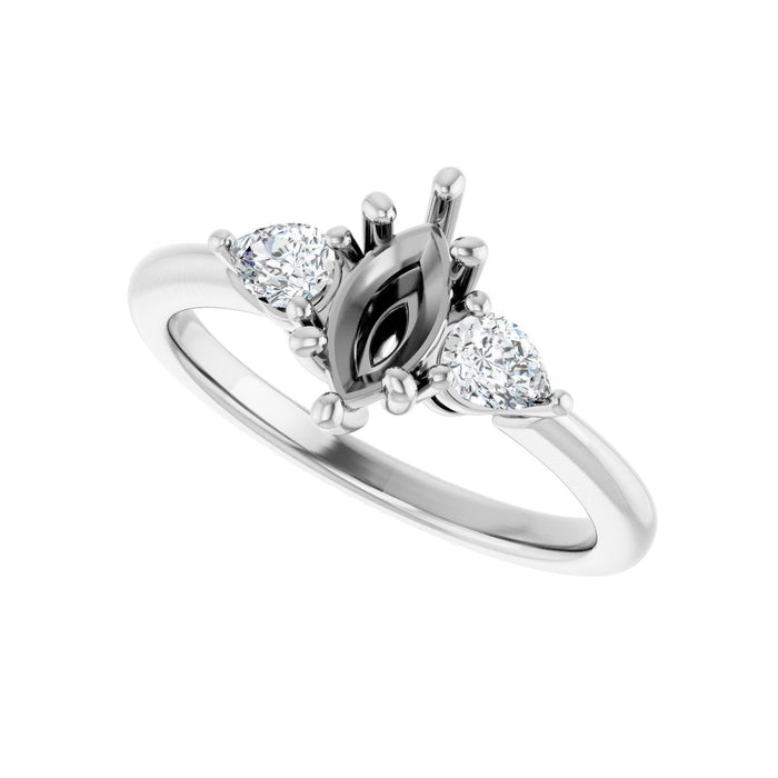 14K White Gold 8 x 4 mm Marquise 1/4 CTW Lab-Grown Diamond Semi-Set Engagement Ring