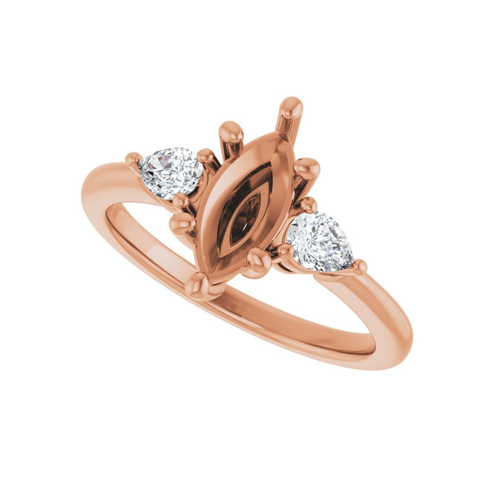 14K Rose Gold 10 x 5 mm Marquise 1/4 CTW Lab-Grown Diamond Semi-Set Engagement Ring