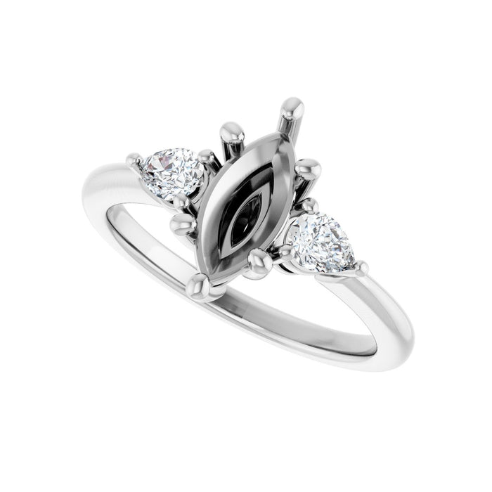 14K White Gold 10 x 5 mm Marquise 1/4 CTW Lab-Grown Diamond Semi-Set Engagement Ring