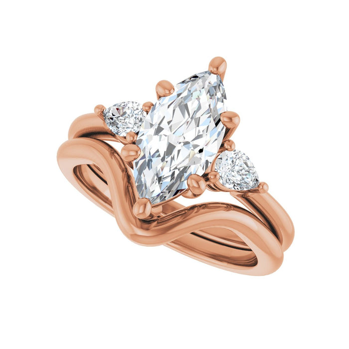 14K Rose Gold 12 x 6 mm Marquise 1/4 CTW Lab-Grown Diamond Semi-Set Engagement Ring