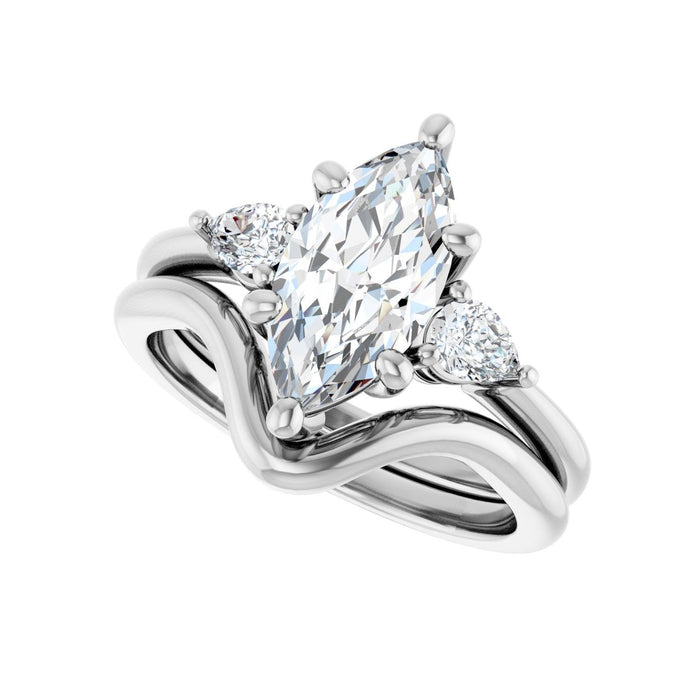 14K White Gold 12 x 6 mm Marquise 1/4 CTW Lab-Grown Diamond Semi-Set Engagement Ring