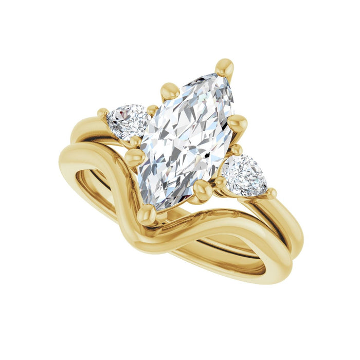 14K Yellow Gold 12 x 6 mm Marquise 1/4 CTW Lab-Grown Diamond Semi-Set Engagement Ring