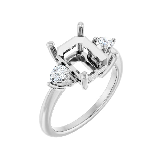 Platinum 10 x 8 mm Emerald 1/4 CTW Lab-Grown Diamond Semi-Set Engagement Ring