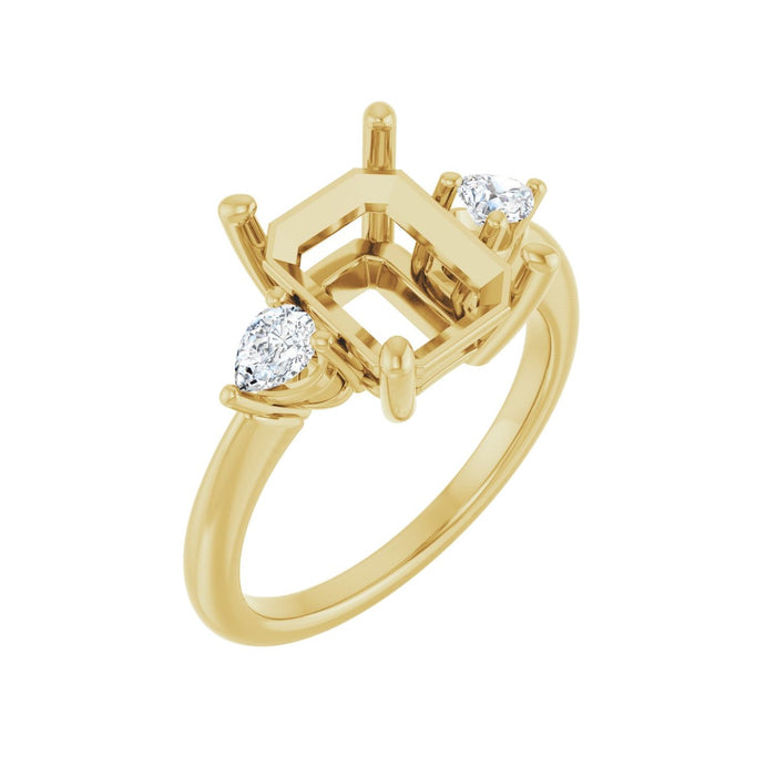 14K Yellow Gold 10 x 8 mm Emerald 1/4 CTW Lab-Grown Diamond Semi-Set Engagement Ring
