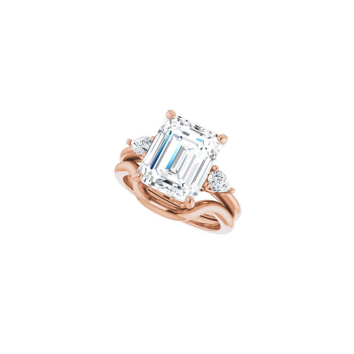 14K Rose Gold 11 x 9 mm Emerald 1/4 CTW Lab-Grown Diamond Semi-Set Engagement Ring