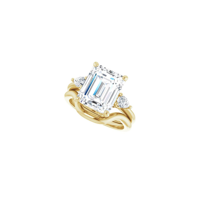 14K Yellow Gold 11 x 9 mm Emerald 1/4 CTW Lab-Grown Diamond Semi-Set Engagement Ring