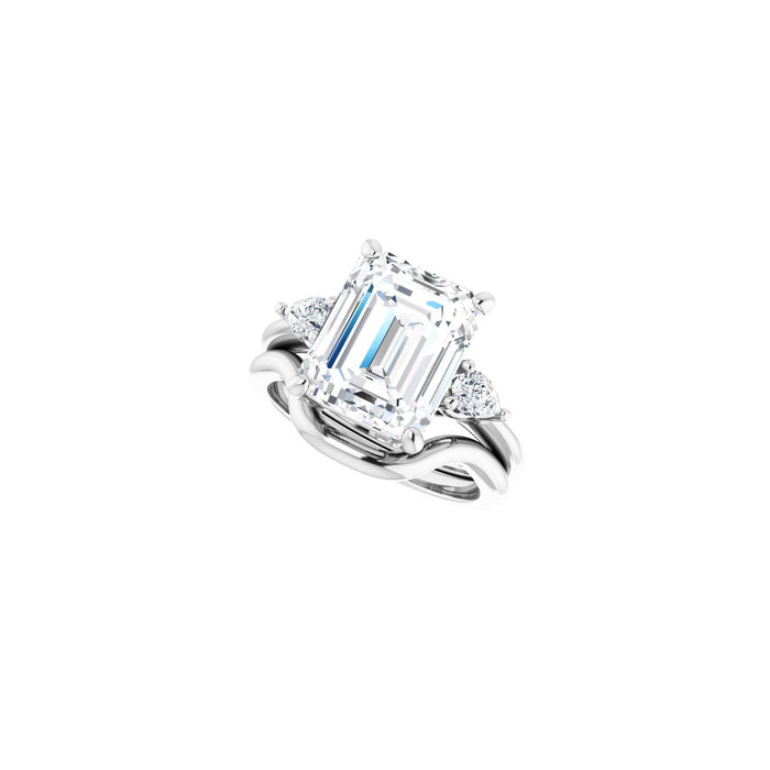 Platinum 11 x 9 mm Emerald 1/4 CTW Lab-Grown Diamond Semi-Set Engagement Ring