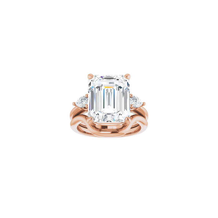 14K Rose Gold 12 x 10 mm Emerald 1/4 CTW Lab-Grown Diamond Semi-Set Engagement Ring
