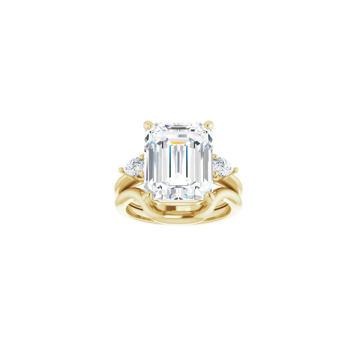 14K Yellow Gold 12 x 10 mm Emerald 1/4 CTW Lab-Grown Diamond Semi-Set Engagement Ring