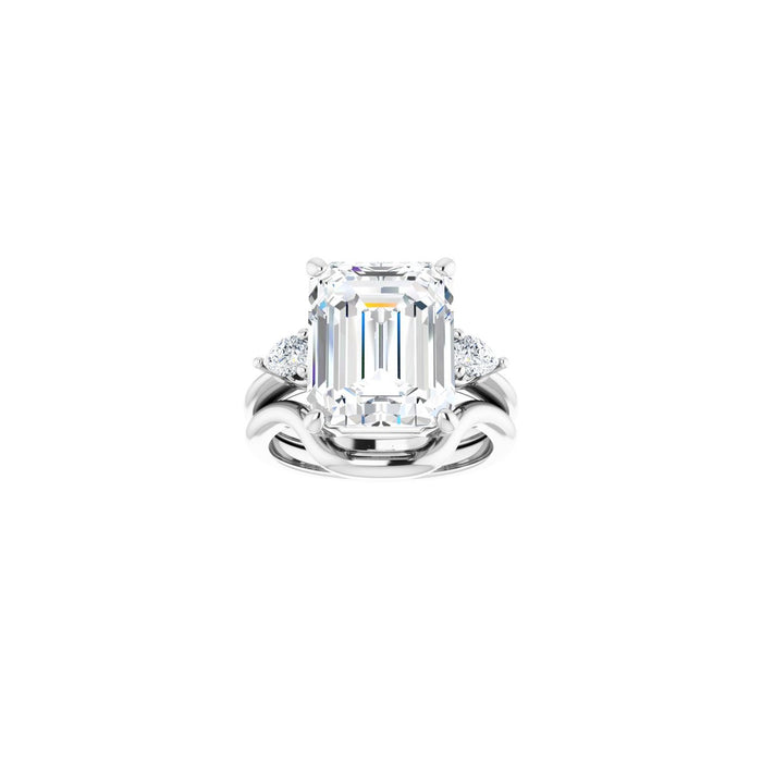 Platinum 12 x 10 mm Emerald 1/4 CTW Lab-Grown Diamond Semi-Set Engagement Ring