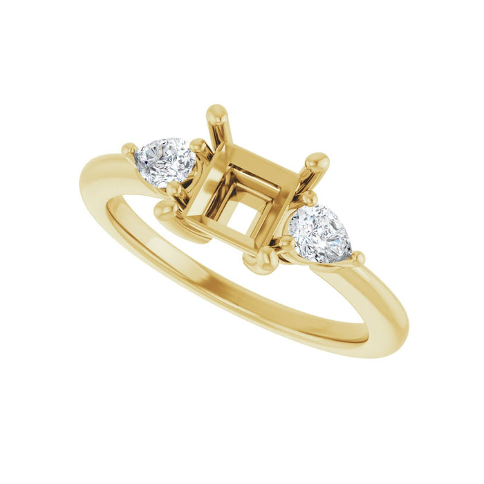 14K Yellow Gold 5.5 x 5.5 mm Square 1/4 CTW Lab-Grown Diamond Semi-Set Engagement Ring