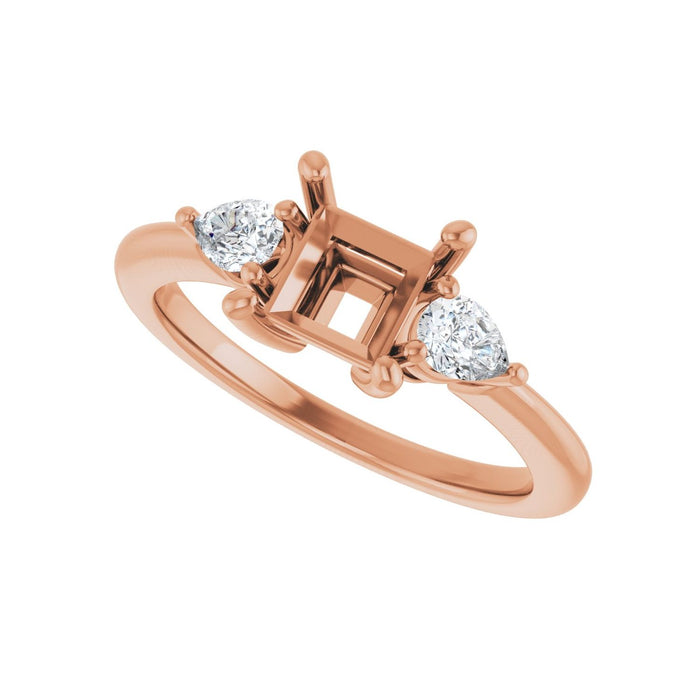 14K Rose Gold 5.5 x 5.5 mm Square 1/4 CTW Lab-Grown Diamond Semi-Set Engagement Ring