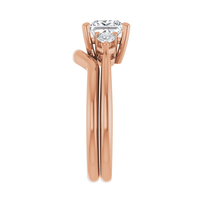 14K Rose Gold 6 x 6 mm Square 1/4 CTW Lab-Grown Diamond Semi-Set Engagement Ring