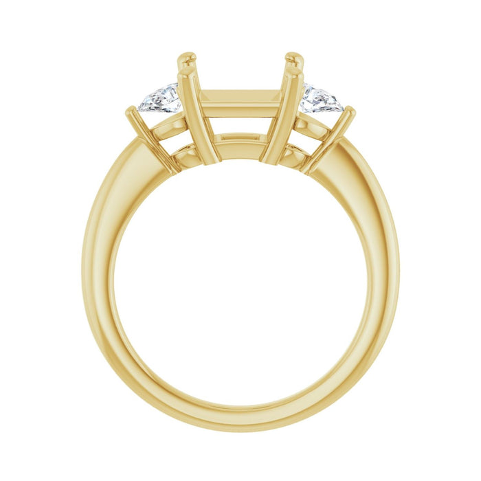 14K Yellow Gold 7 x 7 mm Square 1/4 CTW Lab-Grown Diamond Semi-Set Engagement Ring