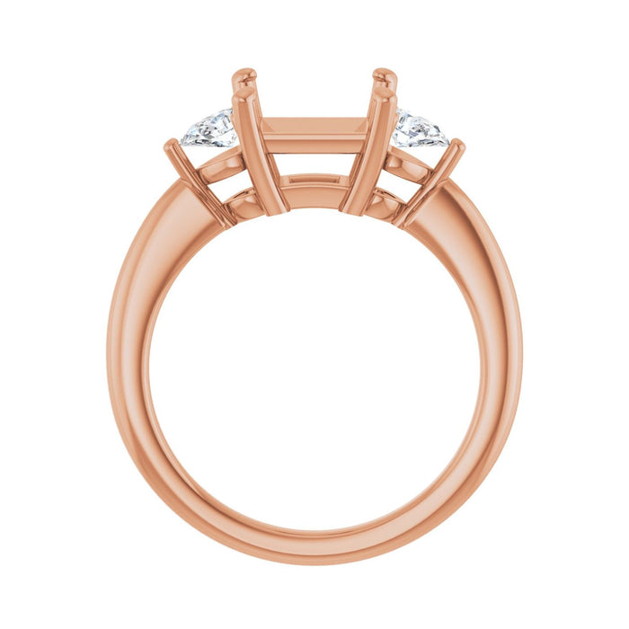 14K Rose Gold 7 x 7 mm Square 1/4 CTW Lab-Grown Diamond Semi-Set Engagement Ring