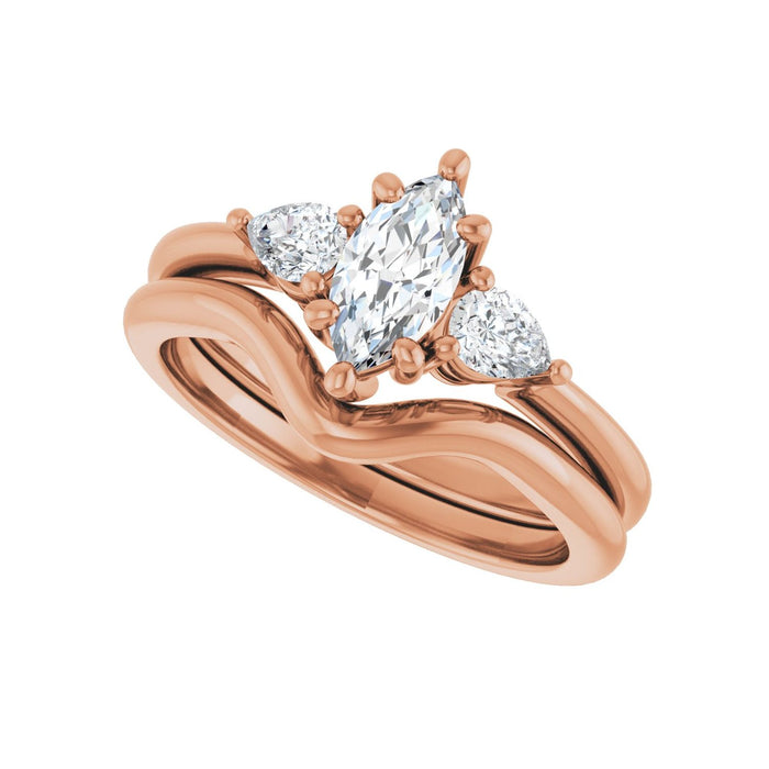 14K Rose Gold 8 x 4 mm Marquise 1/4 CTW Lab-Grown Diamond Semi-Set Engagement Ring