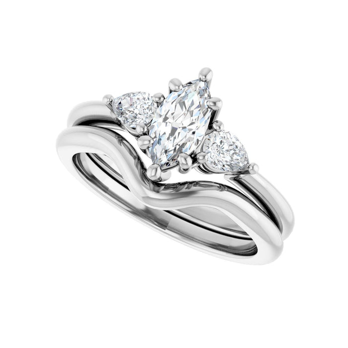 Platinum 8 x 4 mm Marquise 1/4 CTW Lab-Grown Diamond Semi-Set Engagement Ring