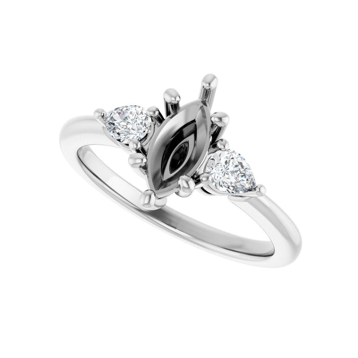 14K White Gold 9 x 4.5 mm Marquise 1/4 CTW Lab-Grown Diamond Semi-Set Engagement Ring