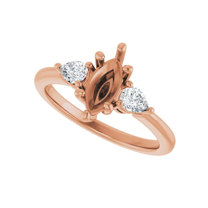 14K Rose Gold 9 x 4.5 mm Marquise 1/4 CTW Lab-Grown Diamond Semi-Set Engagement Ring
