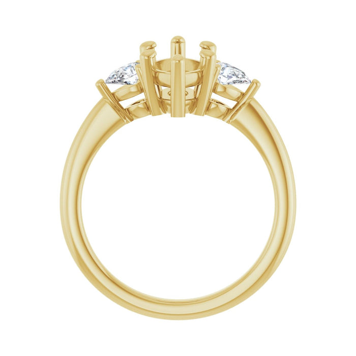14K Yellow Gold 12 x 6 mm Marquise 1/4 CTW Lab-Grown Diamond Semi-Set Engagement Ring