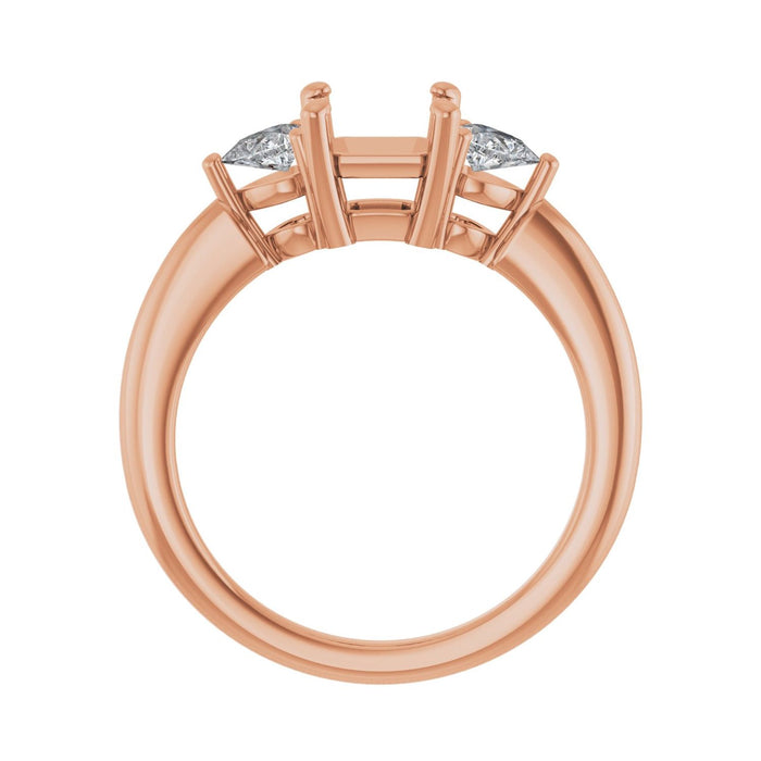 14K Rose Gold 6 x 6 mm Asscher 1/4 CTW Lab-Grown Diamond Semi-Set Engagement Ring