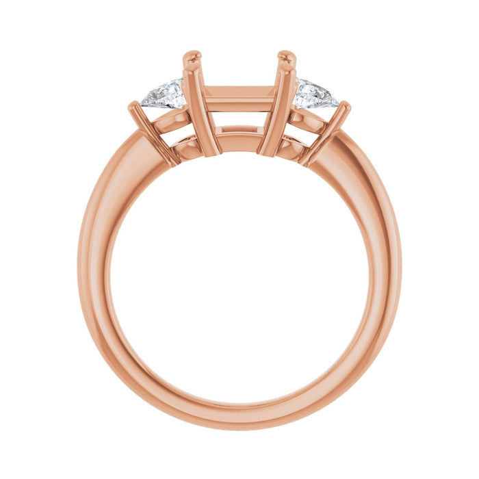 14K Rose Gold 6 x 6 mm Square 1/4 CTW Lab-Grown Diamond Semi-Set Engagement Ring