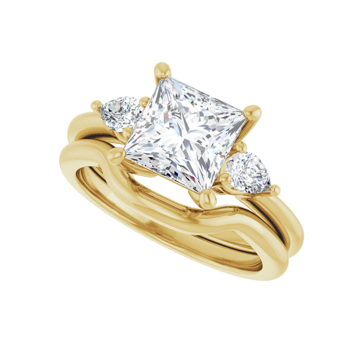 14K Yellow Gold 7 x 7 mm Square 1/4 CTW Lab-Grown Diamond Semi-Set Engagement Ring