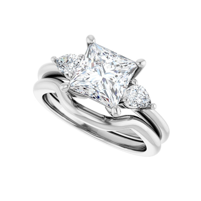 14K White Gold 7 x 7 mm Square 1/4 CTW Lab-Grown Diamond Semi-Set Engagement Ring