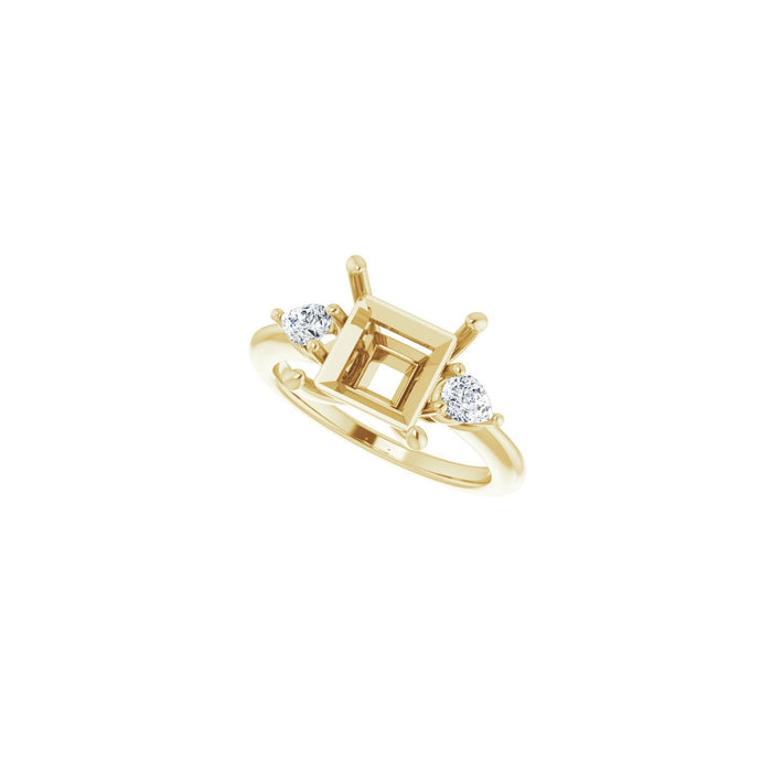 14K Yellow Gold 8 x 8 mm Square 1/4 CTW Lab-Grown Diamond Semi-Set Engagement Ring