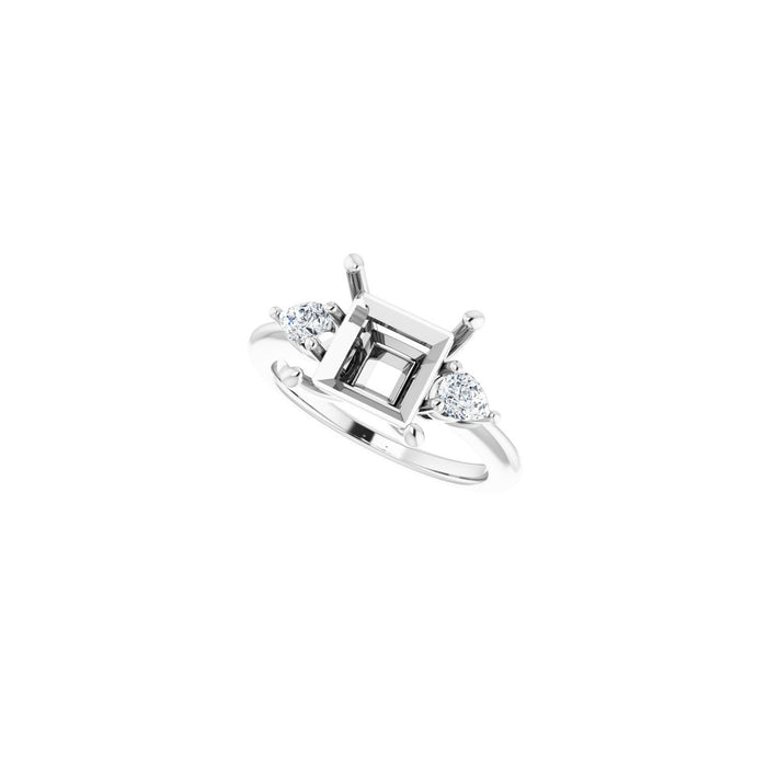 Platinum 8 x 8 mm Square 1/4 CTW Lab-Grown Diamond Semi-Set Engagement Ring
