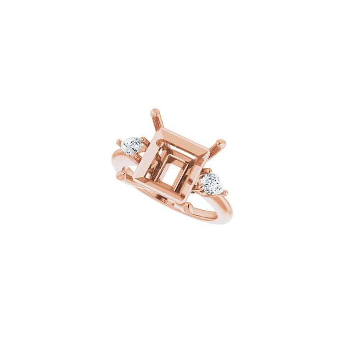 14K Rose Gold 10 x 10 mm Square 1/4 CTW Lab-Grown Diamond Semi-Set Engagement Ring
