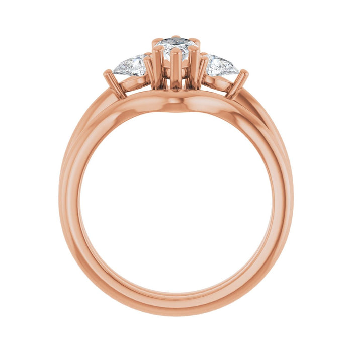 14K Rose Gold 8 x 4 mm Marquise 1/4 CTW Lab-Grown Diamond Semi-Set Engagement Ring