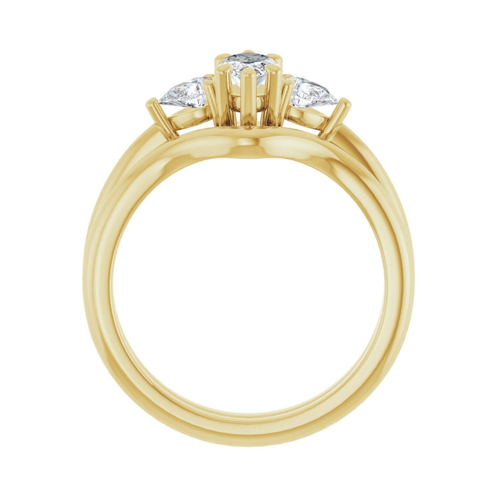 14K Yellow Gold 8 x 4 mm Marquise 1/4 CTW Lab-Grown Diamond Semi-Set Engagement Ring