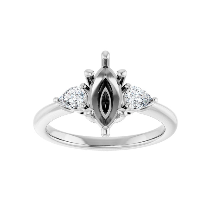 14K White Gold 10 x 5 mm Marquise 1/4 CTW Lab-Grown Diamond Semi-Set Engagement Ring