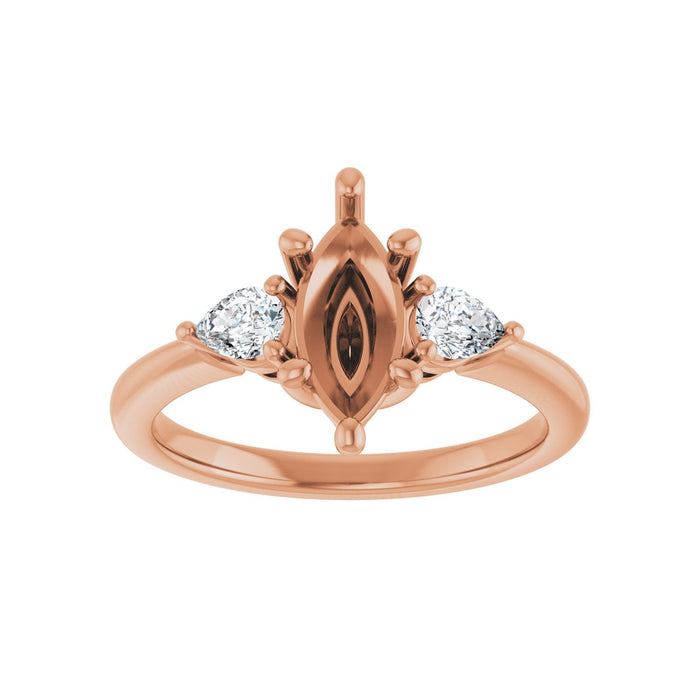 14K Rose Gold 10 x 5 mm Marquise 1/4 CTW Lab-Grown Diamond Semi-Set Engagement Ring