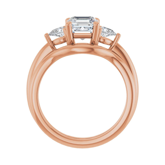 14K Rose Gold 6 x 6 mm Asscher 1/4 CTW Lab-Grown Diamond Semi-Set Engagement Ring