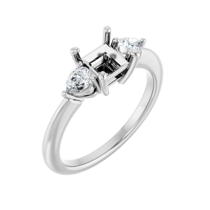 14K White Gold 5 x 5 mm Square 1/4 CTW Lab-Grown Diamond Semi-Set Engagement Ring