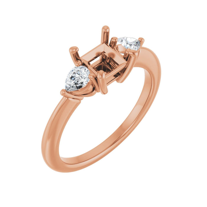 14K Rose Gold 5 x 5 mm Square 1/4 CTW Lab-Grown Diamond Semi-Set Engagement Ring