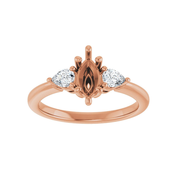 14K Rose Gold 8 x 4 mm Marquise 1/4 CTW Lab-Grown Diamond Semi-Set Engagement Ring
