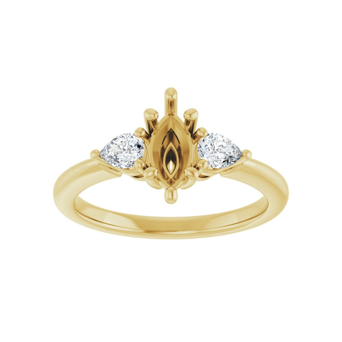 14K Yellow Gold 8 x 4 mm Marquise 1/4 CTW Lab-Grown Diamond Semi-Set Engagement Ring