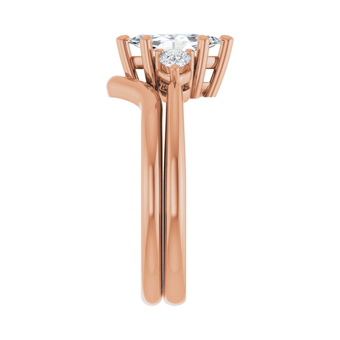 14K Rose Gold 9 x 4.5 mm Marquise 1/4 CTW Lab-Grown Diamond Semi-Set Engagement Ring