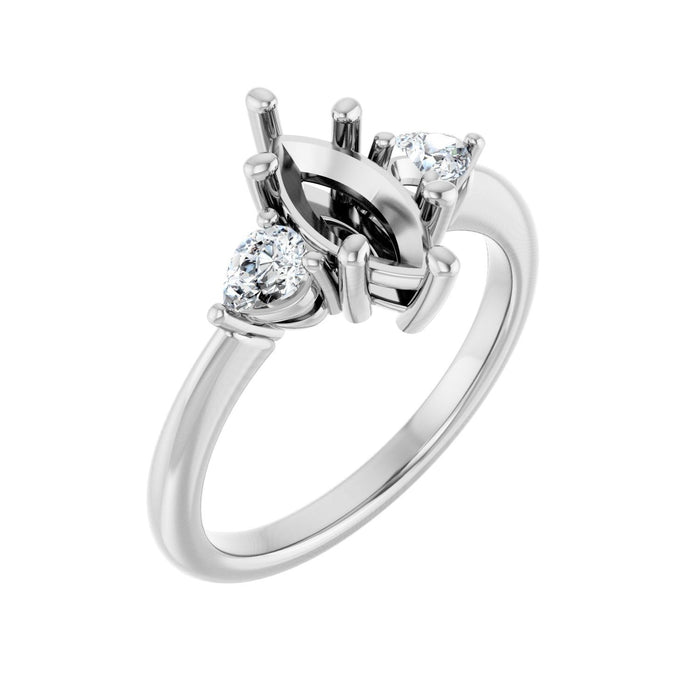 Platinum 10 x 5 mm Marquise 1/4 CTW Lab-Grown Diamond Semi-Set Engagement Ring