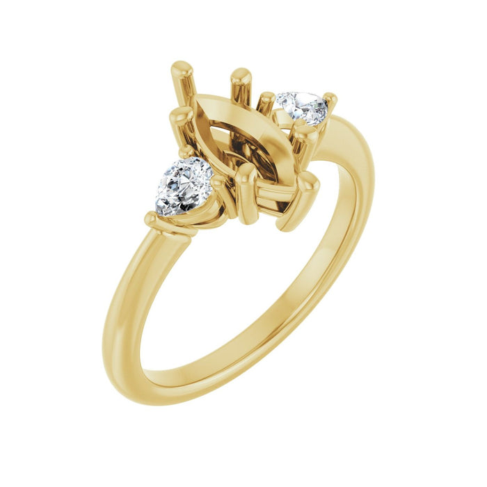 14K Yellow Gold 10 x 5 mm Marquise 1/4 CTW Lab-Grown Diamond Semi-Set Engagement Ring