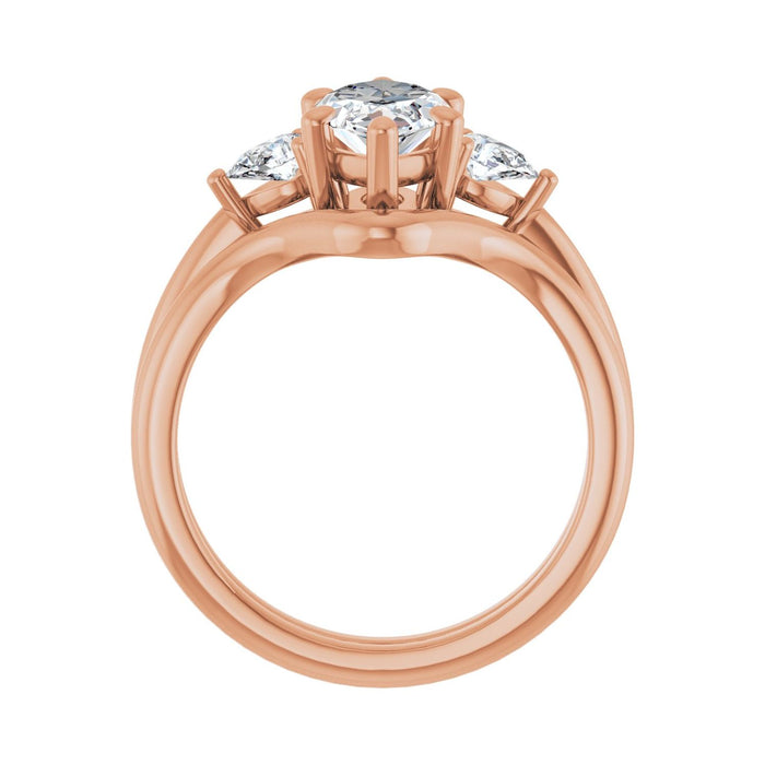14K Rose Gold 12 x 6 mm Marquise 1/4 CTW Lab-Grown Diamond Semi-Set Engagement Ring