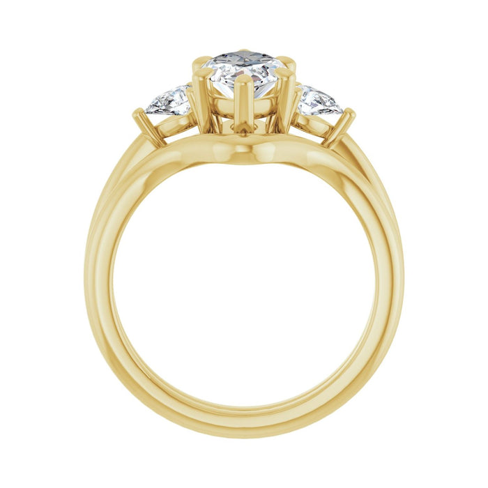 14K Yellow Gold 12 x 6 mm Marquise 1/4 CTW Lab-Grown Diamond Semi-Set Engagement Ring