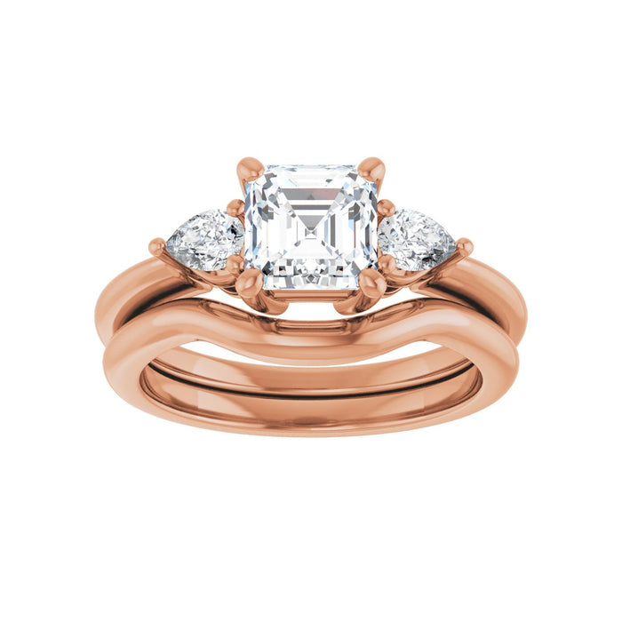 14K Rose Gold 6 x 6 mm Asscher 1/4 CTW Lab-Grown Diamond Semi-Set Engagement Ring